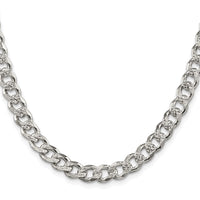 Sterling Silver Rhodium-plated 7.5mm Pave Curb Chain