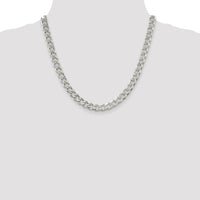 Sterling Silver 8.3mm Pavé Curb Chain
