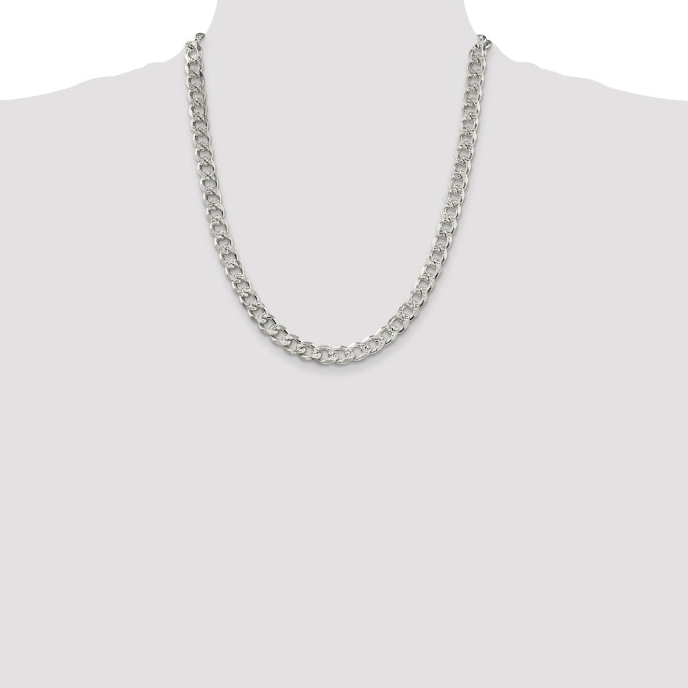 Sterling Silver 8.3mm Pavé Curb Chain