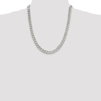 Sterling Silver 8.3mm Pavé Curb Chain