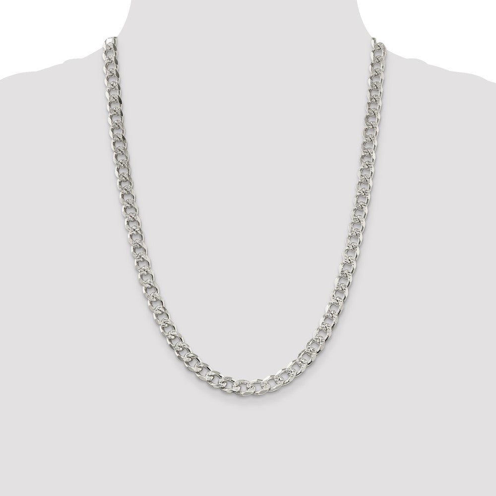Sterling Silver 8.3mm Pavé Curb Chain