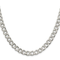 Sterling Silver Rhodium-plated 8.3mm Pavé Curb Chain