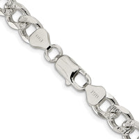 Sterling Silver Rhodium-plated 8.3mm Pavé Curb Chain