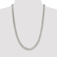 Sterling Silver Rhodium-plated 8.3mm Pavé Curb Chain