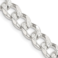 Sterling Silver 8.3mm Pavé Curb Chain