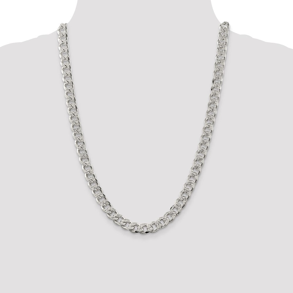 Sterling Silver 9.3mm Pavé Curb Chain