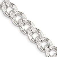 Sterling Silver 9.3mm Pavé Curb Chain