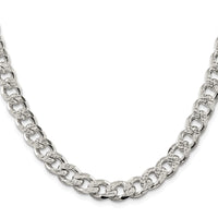 Sterling Silver Rhodium-plated 9.3mm Pavé Curb Chain