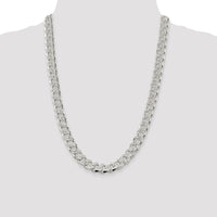 Sterling Silver 11.0mm Pavé Curb Chain