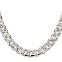 Sterling Silver Rhodium-plated 11.0mm Pavé Curb Chain