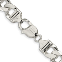 Sterling Silver Rhodium-plated 11.0mm Pavé Curb Chain