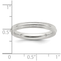 Sterling Silver 3mm Comfort Fit Milgrain Size 11 Band