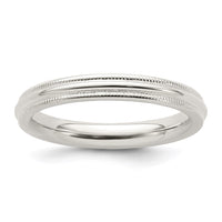 Sterling Silver 3mm Comfort Fit Milgrain Size 4.5 Band