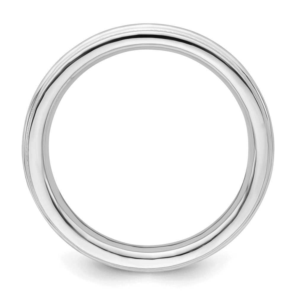 Sterling Silver Rhodium-plated 3mm Comfort Fit Milgrain Size 9 Band