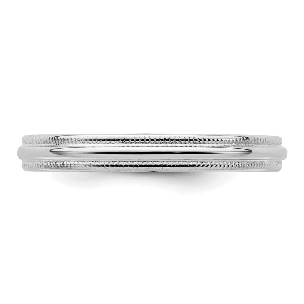 Sterling Silver Rhodium-plated 3mm Comfort Fit Milgrain Size 5.5 Band