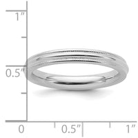 Sterling Silver Rhodium-plated 3mm Comfort Fit Milgrain Size 12 Band