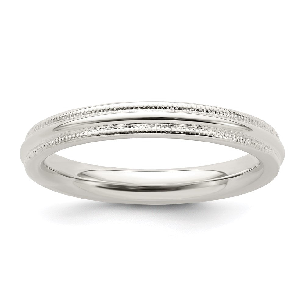Sterling Silver 3mm Comfort Fit Milgrain Size 6 Band