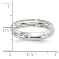 Sterling Silver 4mm Milgrain Comfort Fit Size 7 Band