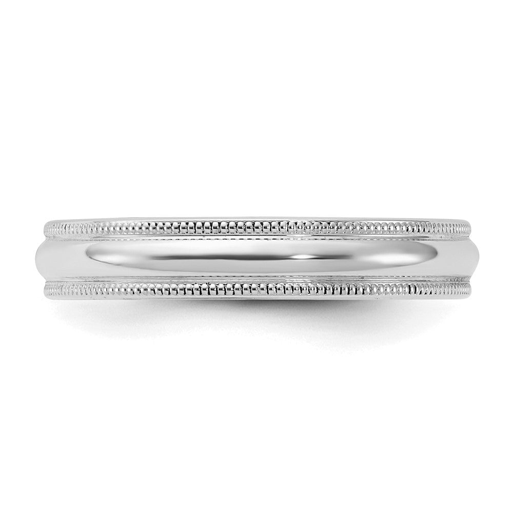Sterling Silver Rhodium-plated 4mm Comfort Fit Milgrain Size 4.5 Band