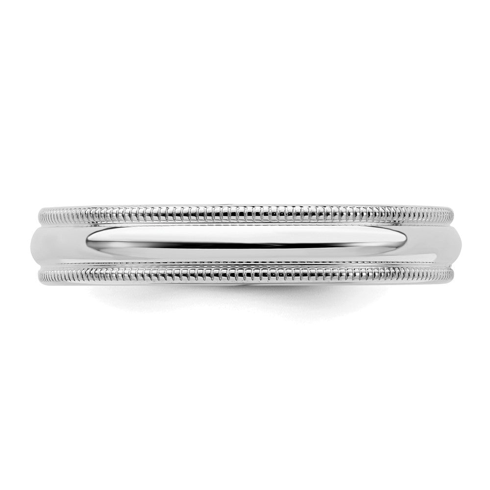 Sterling Silver Rhodium-plated 4mm Comfort Fit Milgrain Size 10 Band