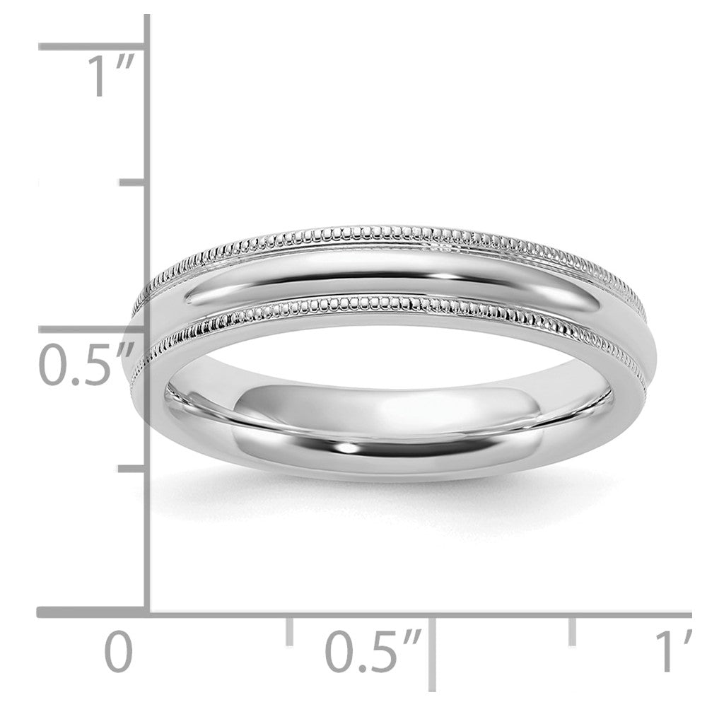 Sterling Silver Rhodium-plated 4mm Comfort Fit Milgrain Size 4.5 Band