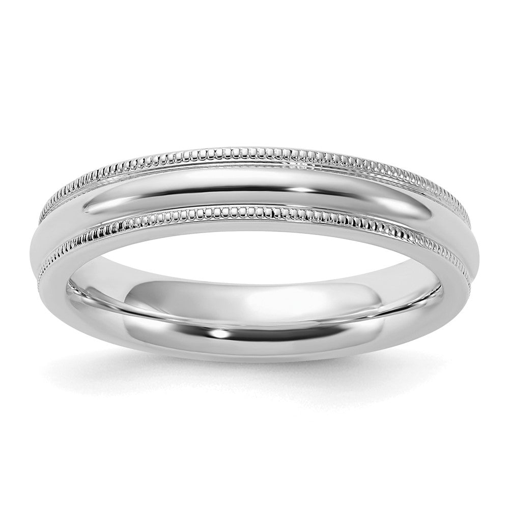 Sterling Silver Rhodium-plated 4mm Comfort Fit Milgrain Size 9.5 Band