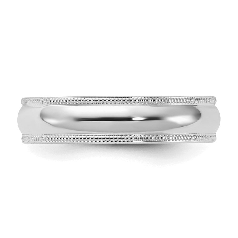 Sterling Silver Rhodium-plated 5mm Comfort Fit Milgrain Size 7.5 Band