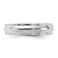 Sterling Silver Rhodium-plated 5mm Comfort Fit Milgrain Size 6 Band