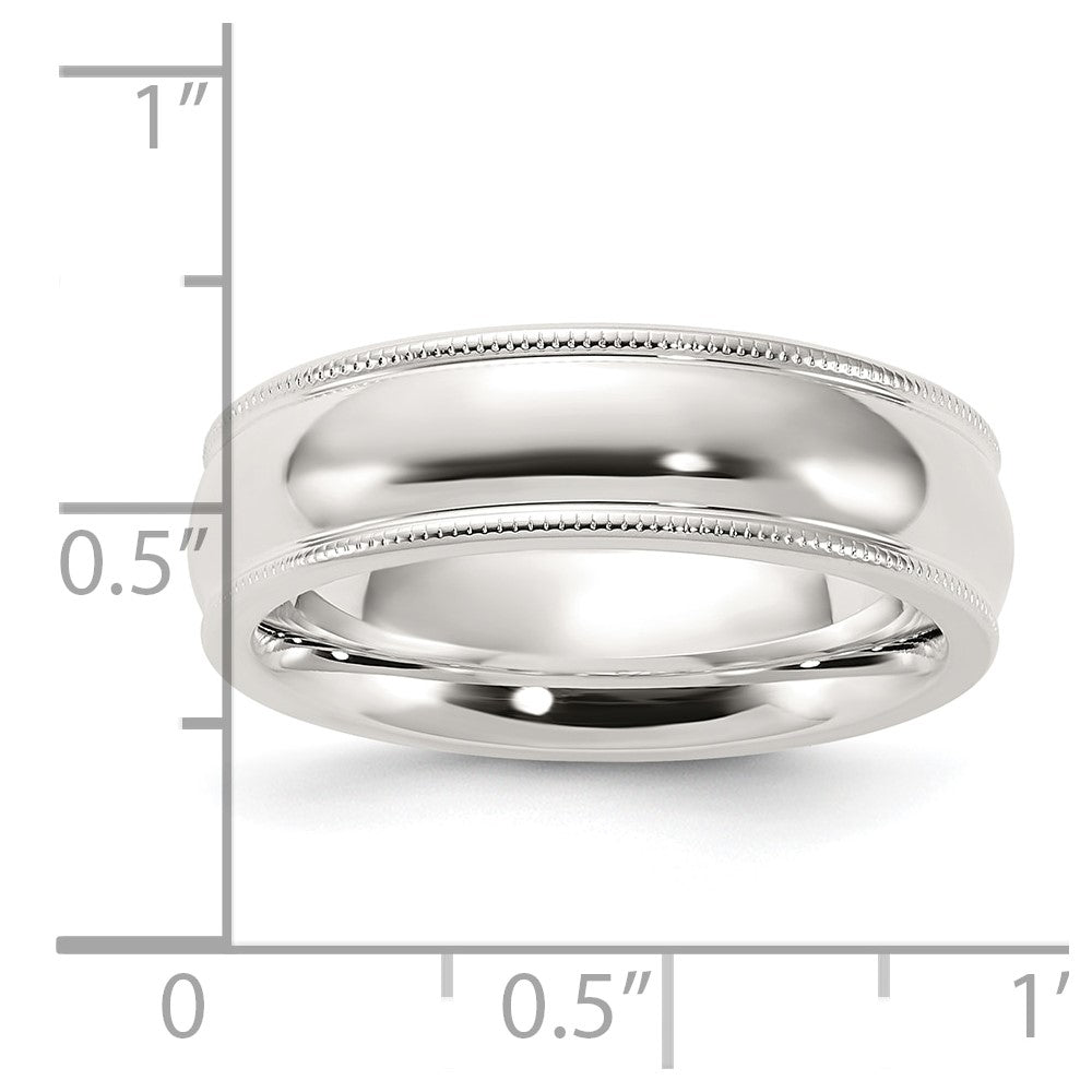 Sterling Silver 6mm Milgrain Comfort Fit Size 7 Band