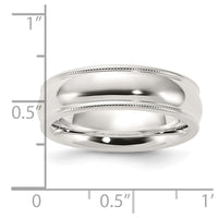 Sterling Silver 6mm Milgrain Comfort Fit Size 7 Band