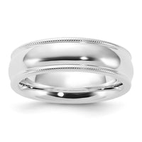 Sterling Silver 6mm Milgrain Comfort Fit Size 7 Band