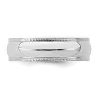 Sterling Silver Rhodium-plated 6mm Comfort Fit Milgrain Size 11.5 Band