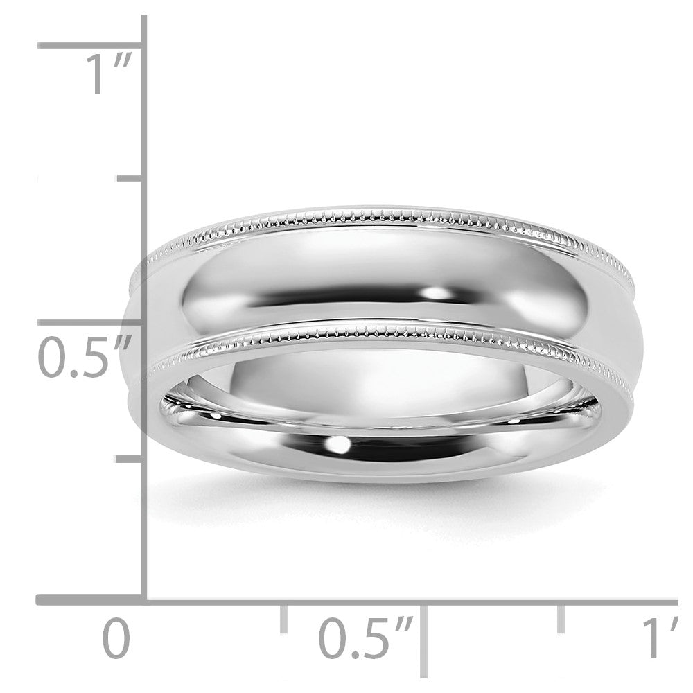 Sterling Silver Rhodium-plated 6mm Comfort Fit Milgrain Size 8.5 Band