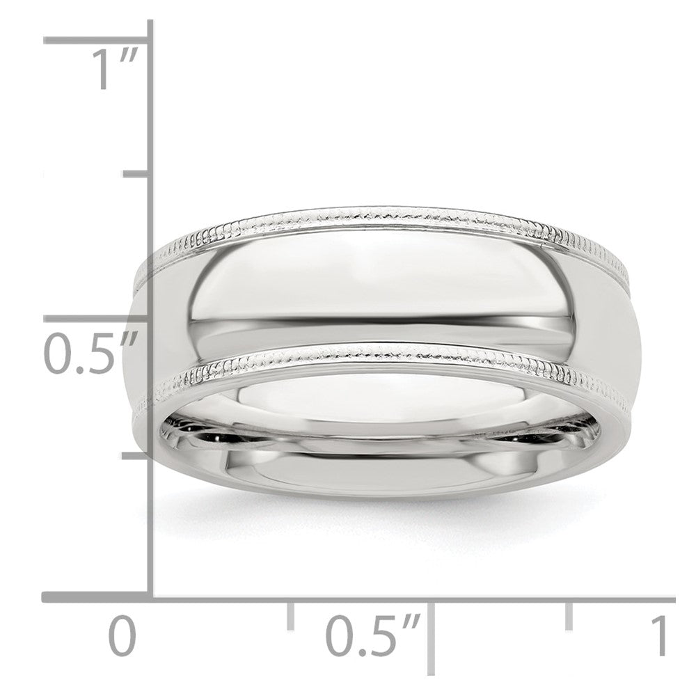 Sterling Silver 7mm Milgrain Comfort Fit Size 9 Band