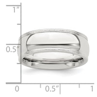Sterling Silver 7mm Milgrain Comfort Fit Size 9 Band