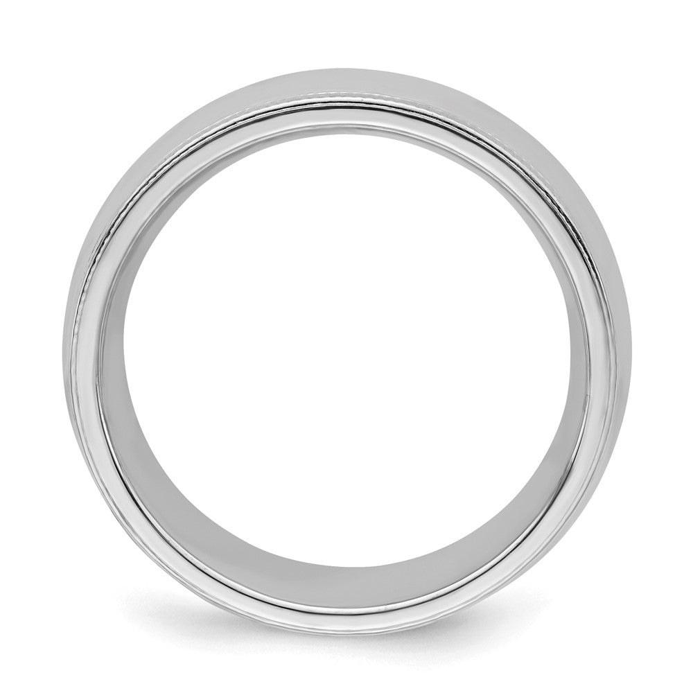 Sterling Silver Rhodium-plated 7mm Comfort Fit Milgrain Size 9.5 Band
