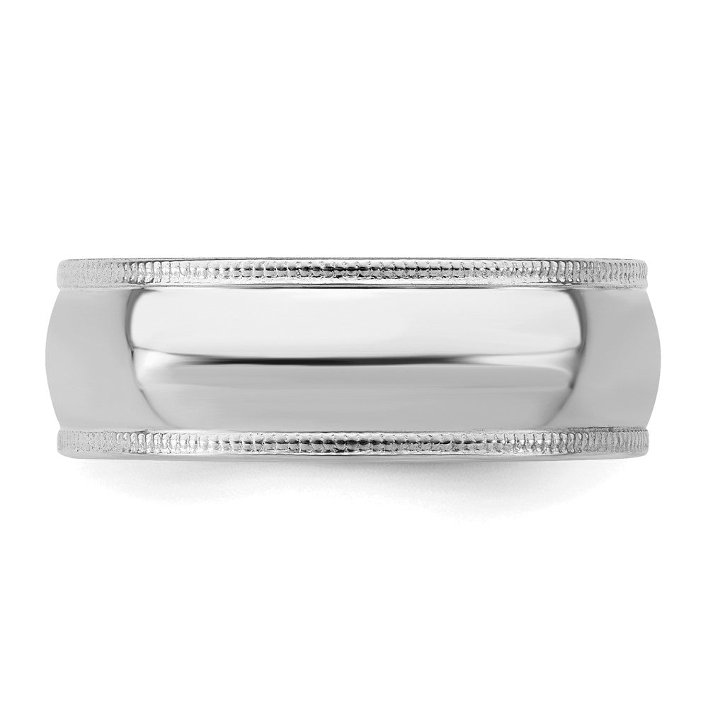 Sterling Silver Rhodium-plated 7mm Comfort Fit Milgrain Size 13 Band