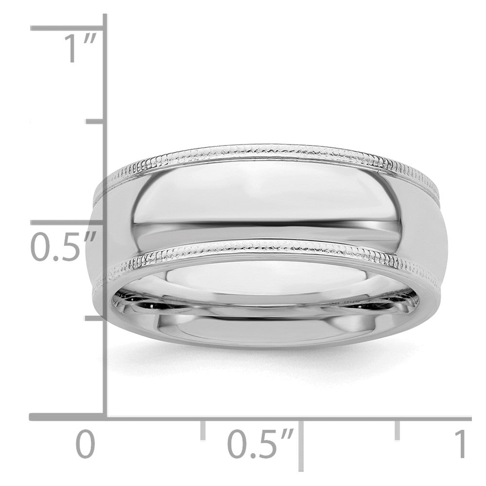 Sterling Silver Rhodium-plated 7mm Comfort Fit Milgrain Size 4.5 Band