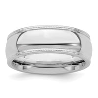 Sterling Silver Rhodium-plated 7mm Comfort Fit Milgrain Size 9.5 Band