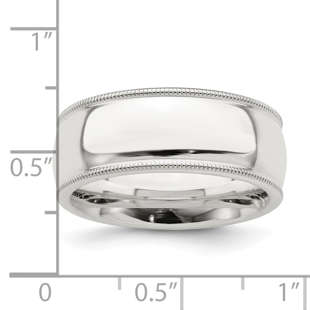Sterling Silver 8mm Milgrain Comfort Fit Size 10 Band