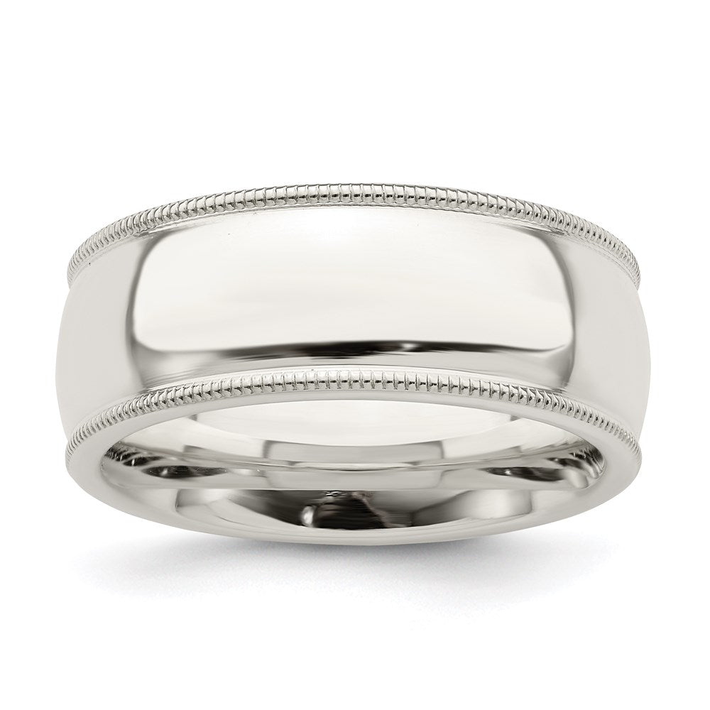 Sterling Silver 8mm Milgrain Comfort Fit Size 6 Band