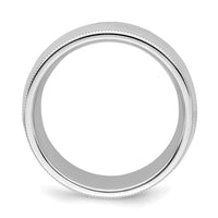 Sterling Silver Rhodium-plated 8mm Comfort Fit Milgrain Size 8.5 Band
