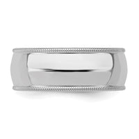 Sterling Silver Rhodium-plated 8mm Comfort Fit Milgrain Size 4.5 Band
