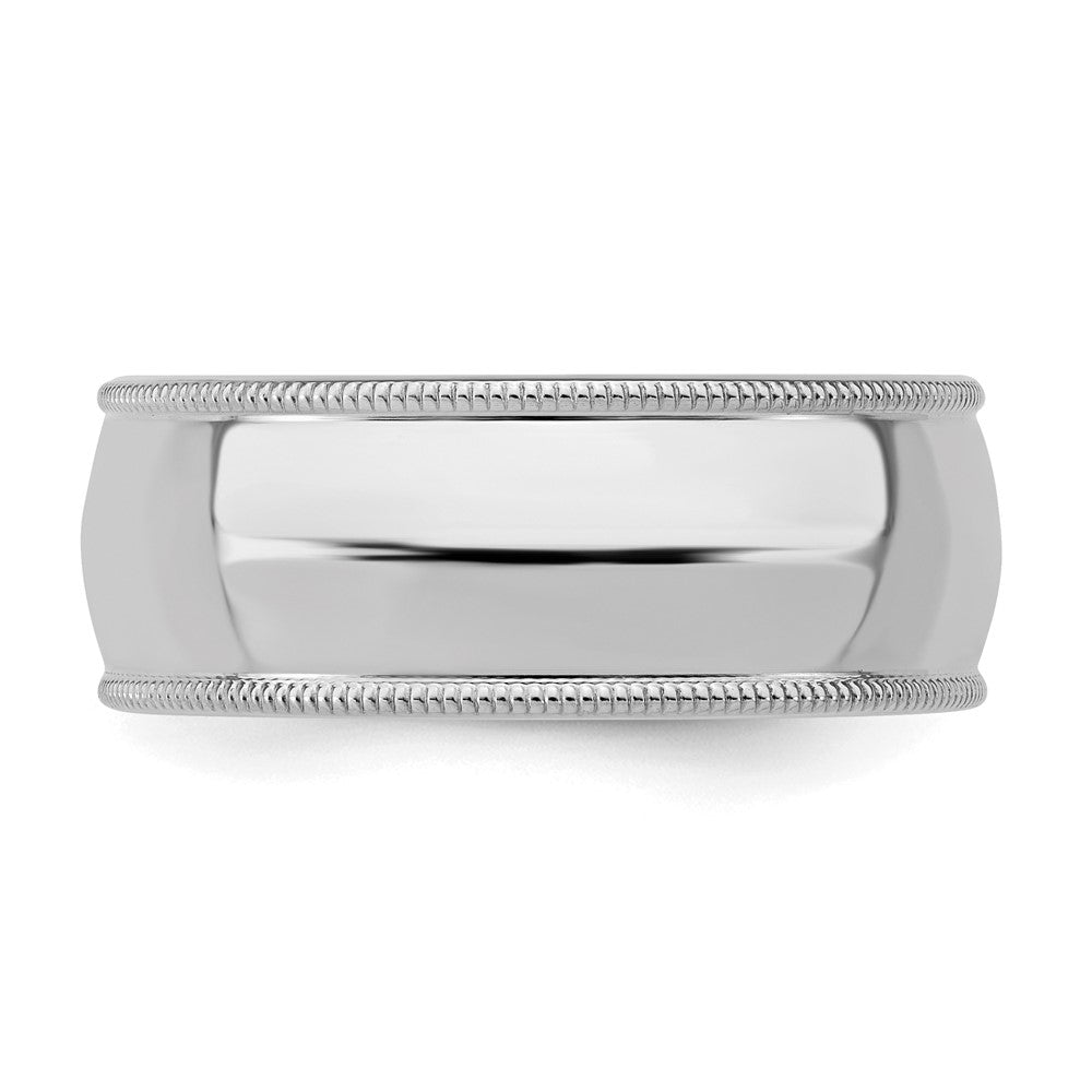 Sterling Silver Rhodium-plated 8mm Comfort Fit Milgrain Size 13 Band