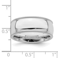 Sterling Silver Rhodium-plated 8mm Comfort Fit Milgrain Size 8.5 Band