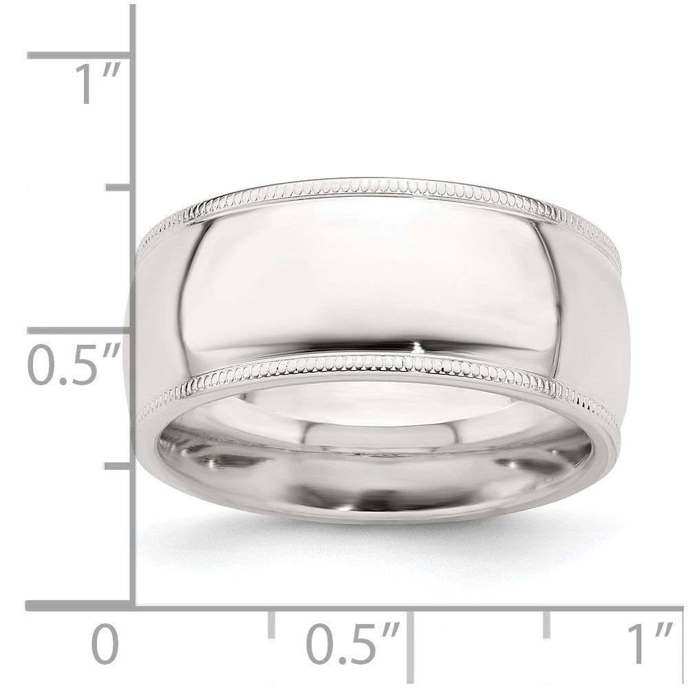 Sterling Silver 9mm Milgrain Comfort Fit Size 12 Band