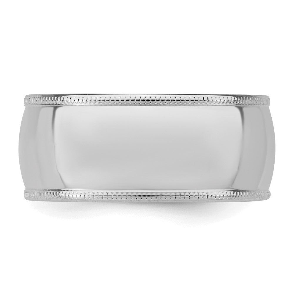 Sterling Silver Rhodium-plated 9mm Comfort Fit Milgrain Size 5.5 Band