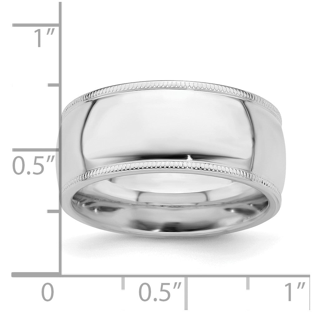 Sterling Silver Rhodium-plated 9mm Comfort Fit Milgrain Size 13 Band