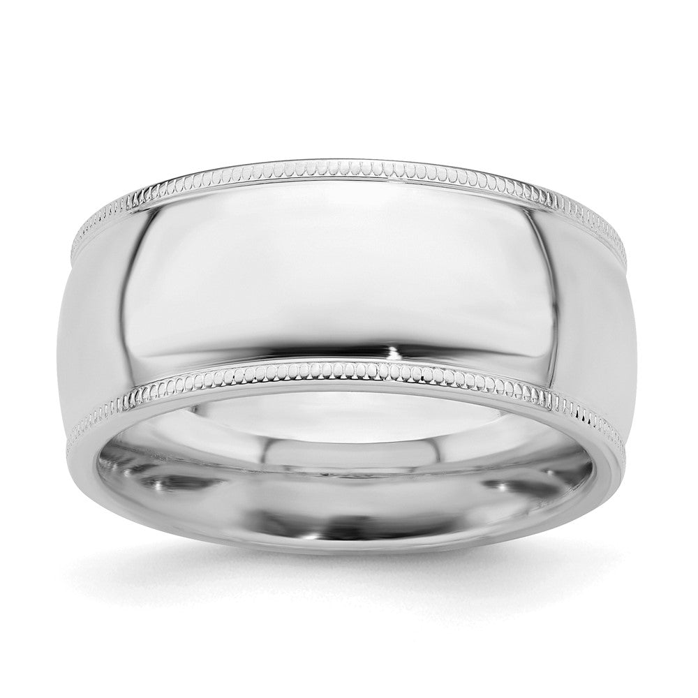 Sterling Silver Rhodium-plated 9mm Comfort Fit Milgrain Size 5.5 Band