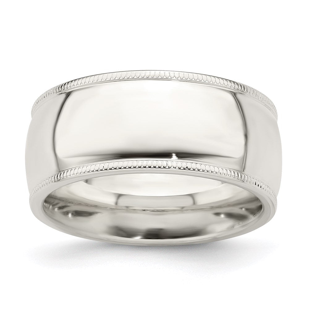 Sterling Silver 9mm Milgrain Comfort Fit Size 12 Band
